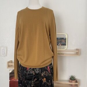 Uniqlo 100% Merino Wool Crew Neck Sweater Beige Size L Lightweight Pullover‎